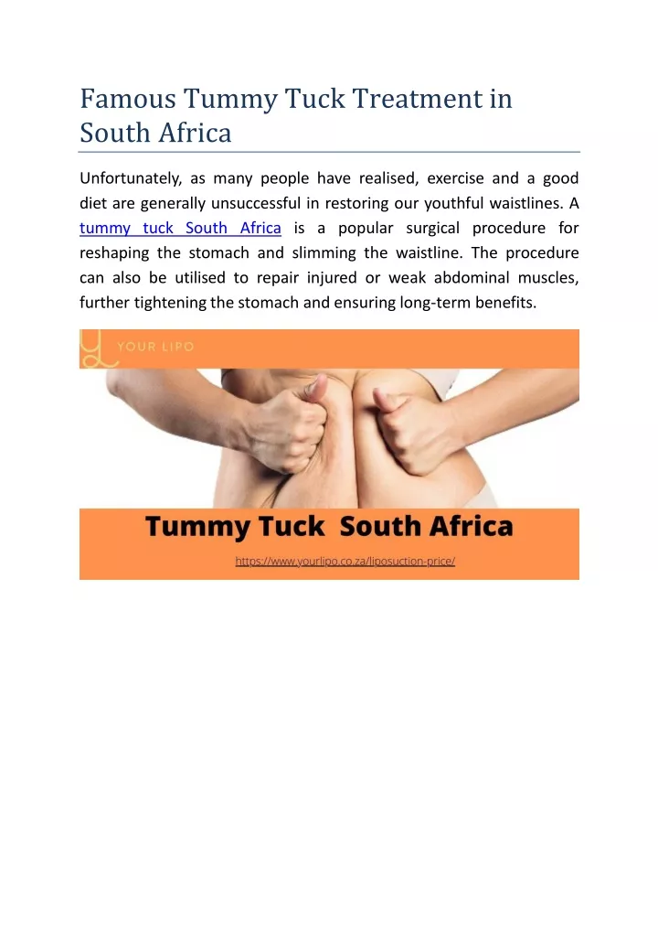 famous tummy tuck treatment in south africa