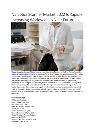 narcotics scanner market 2022 is rapidly
