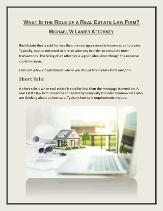 What Is the Role of a Real Estate Law Firm?-Michael W Lanier Attorney