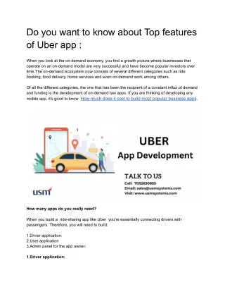 do you want to know about top features of uber app