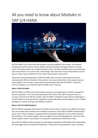 all you need to know about modules in sap s 4 hana