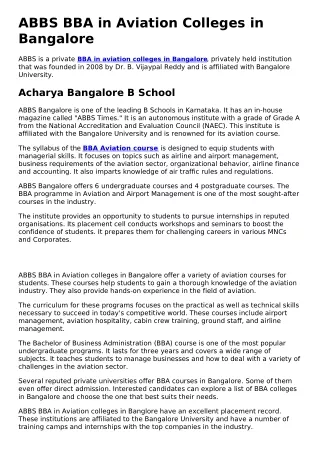 ABBS BBA in aviation colleges in Bangalore.