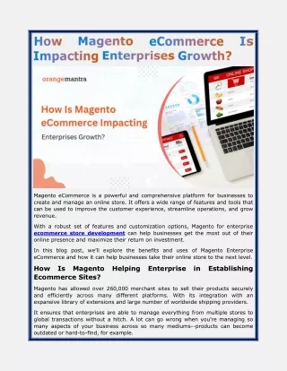 magento ecommerce is a powerful and comprehensive