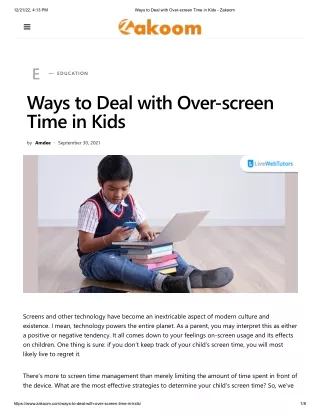 Ways to Deal with Over-screen Time in Kids - Zakoom