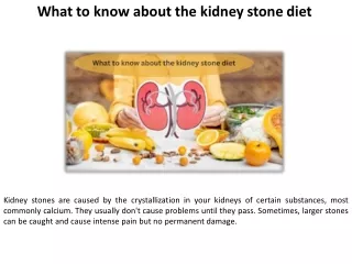 Taking into consideration the kidney stone diet