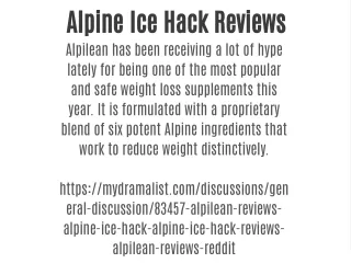 alpine ice hack reviews alpilean has been