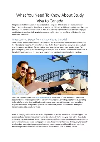 What You Need To Know About Study Visa to Canada