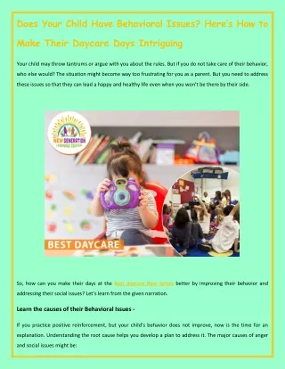 does your child have behavioral issues here