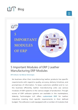 5 Important Modules of ERP  Leather Manufacturing ERP Modules