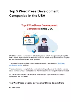 Top 5 WordPress Development Companies in the USA