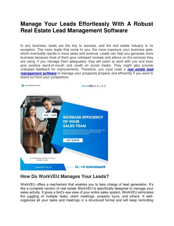 manage your leads effortlessly with a robust real