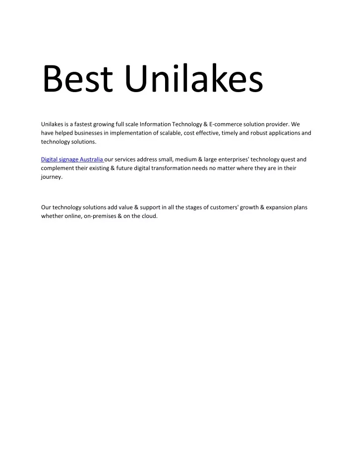 best unilakes unilakes is a fastest growing full