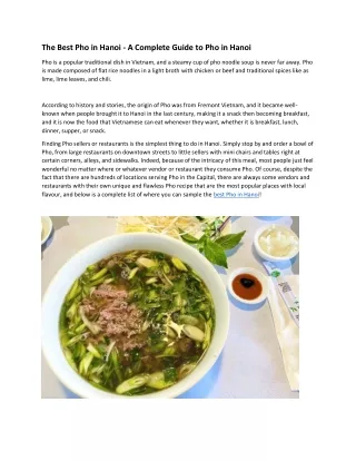the best pho in hanoi a complete guide