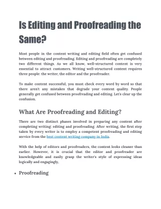 is editing and proofreading the same
