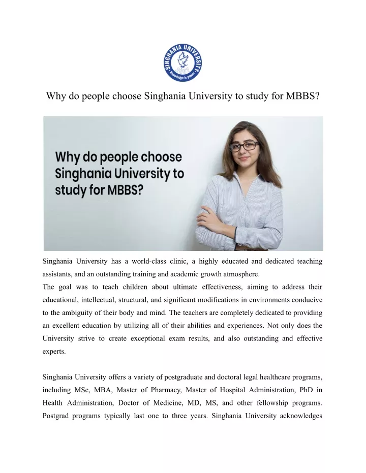 why do people choose singhania university