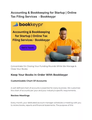 Accounting & Bookkeeping for Startup _ Online Tax Filing Services  - Bookkeypr