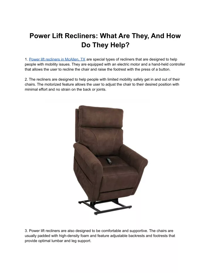 power lift recliners what are they