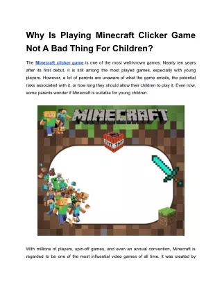 Why Is Playing Minecraft Clicker Game Not A Bad Thing For Children_