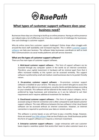RisePath - What types of customer support software does your business need?