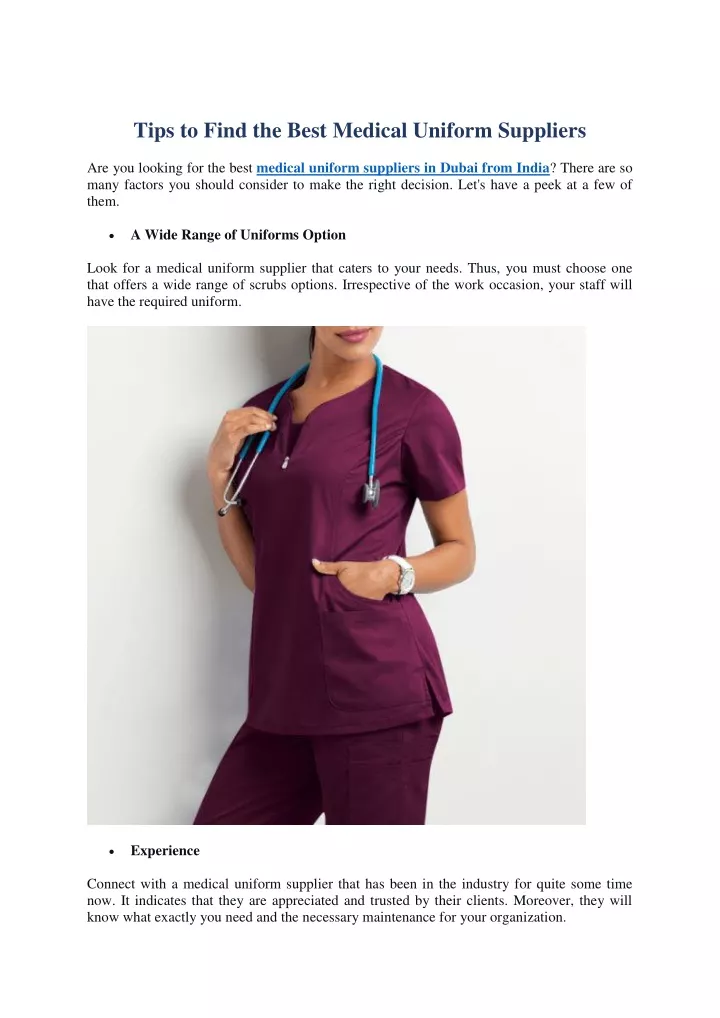 tips to find the best medical uniform suppliers