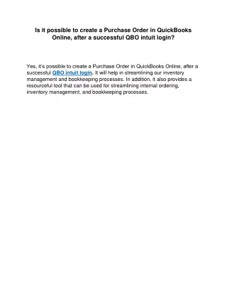 is it possible to create a purchase order