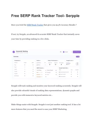 Free SERP Rank Tracker Tool- Serpple