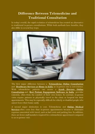 Difference Between Telemedicine and Traditional Consultation
