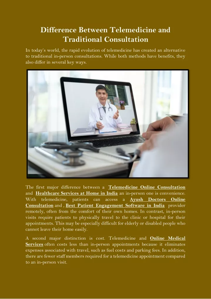 difference between telemedicine and traditional