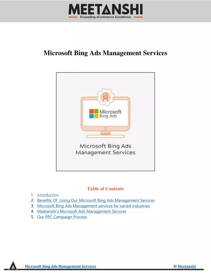 microsoft bing ads management services table