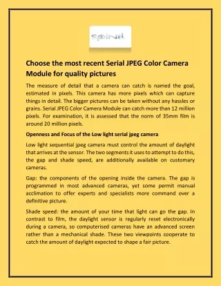 Choose the most recent Serial JPEG Color Camera Module for quality pictures