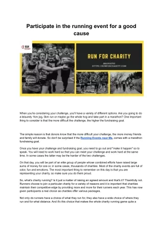 participate in the running event for a good cause