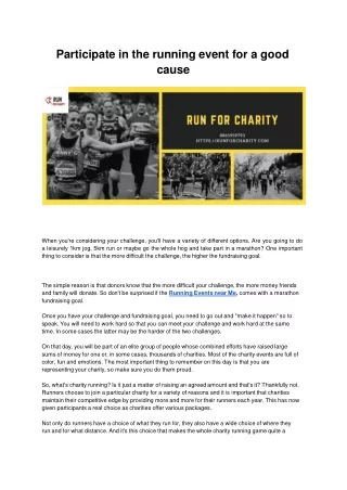 participate in the running event for a good cause