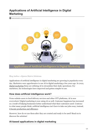 Applications of Artificial Intelligence in Digital Marketing
