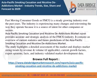 Asia-Pacific Smoking Cessation and Nicotine De-Addictions Market report