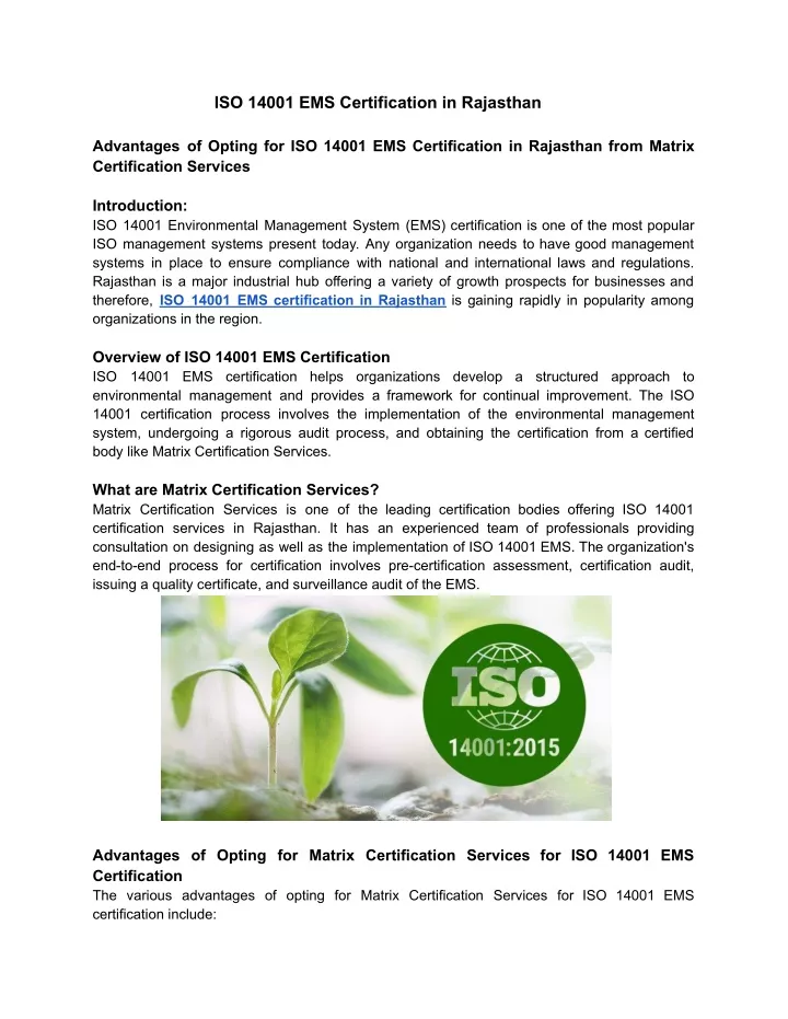 iso 14001 ems certification in rajasthan