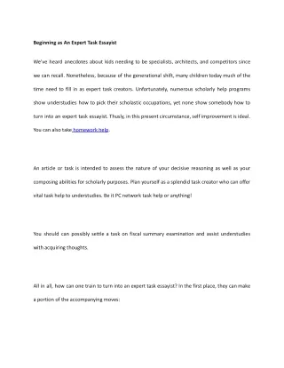 beginning as an expert task essayist