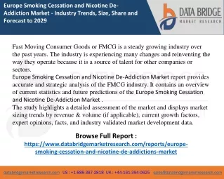 Europe Smoking Cessation and Nicotine De-Addiction Market report