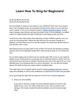 learn how to sing for beginners