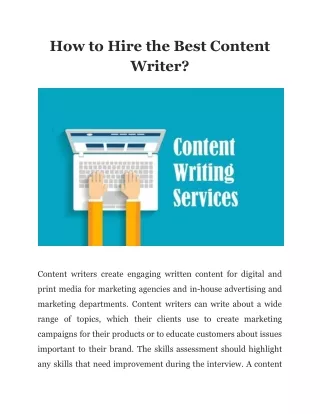 How to Hire the Best Content Writer?