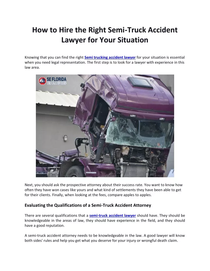 how to hire the right semi truck accident lawyer