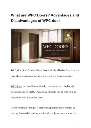 what are wpc doors advantages and disadvantages