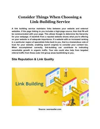 Consider Things When Choosing a Link-Building Service
