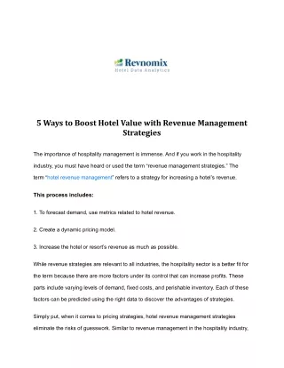 5 ways to boost hotel value with revenue