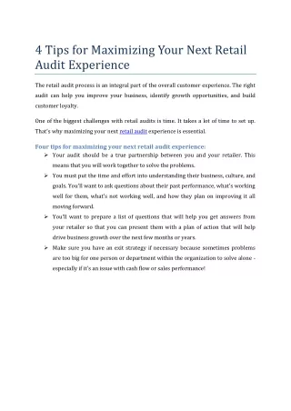 4 Tips for Maximizing Your Next Retail Audit Experience