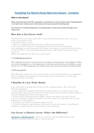 everything you need to know about gas geysers