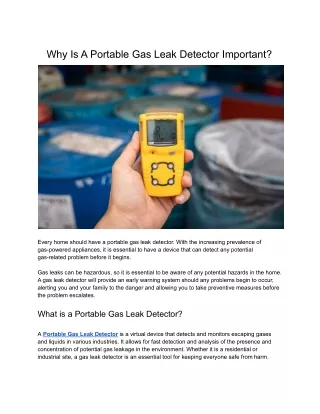 why is a portable gas leak detector important