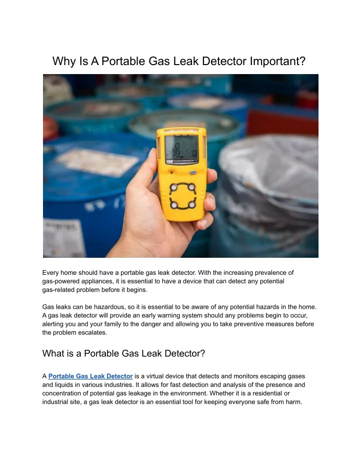 why is a portable gas leak detector important