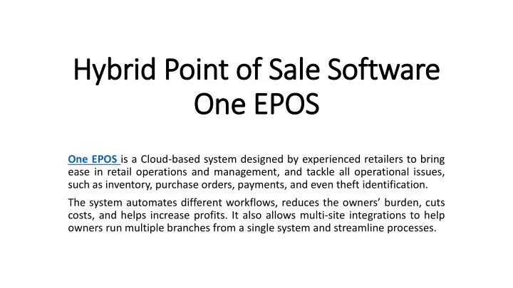 hybrid point of sale software one epos