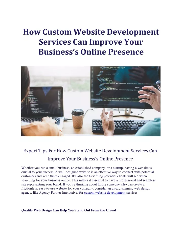 how custom website development services can improve your business s online presence